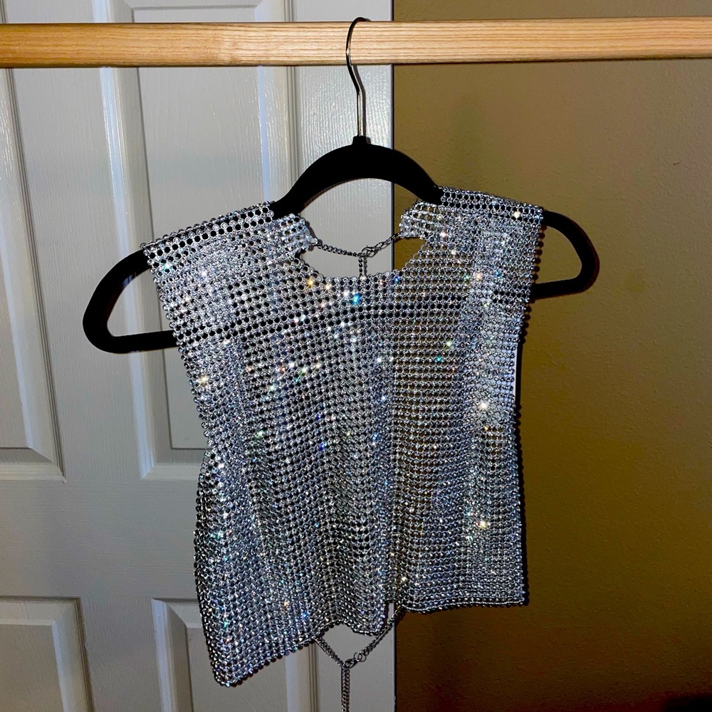 Zara Open Back Rhinestone Top